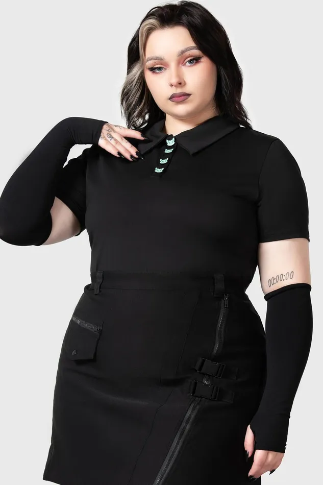 Killstar Lil Vampurr Collar Top Women Long Sleeves