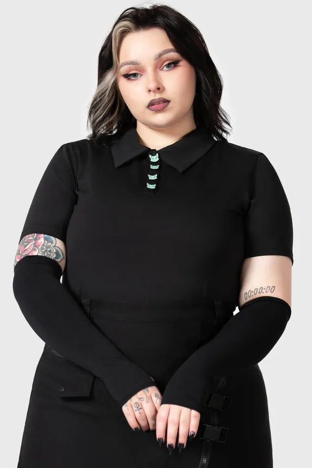Killstar Lil Vampurr Collar Top Women Long Sleeves