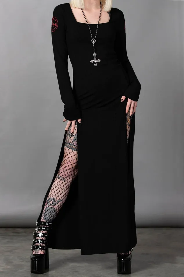 Killstar Lilith039s Rage Long Sleeve Dress Women Maxi