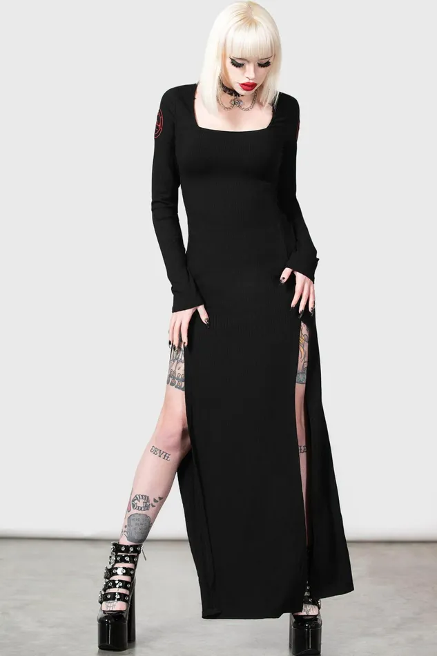 Killstar Lilith039s Rage Long Sleeve Dress Women Maxi