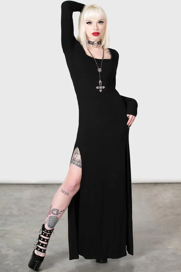 Killstar Lilith039s Rage Long Sleeve Dress Women Maxi