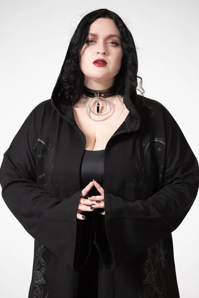 Killstar Lunar Wizard Hooded Cardigan Women Cardigans