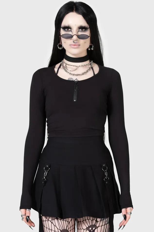 Killstar Lune Sting Ribbed Top Women Crop