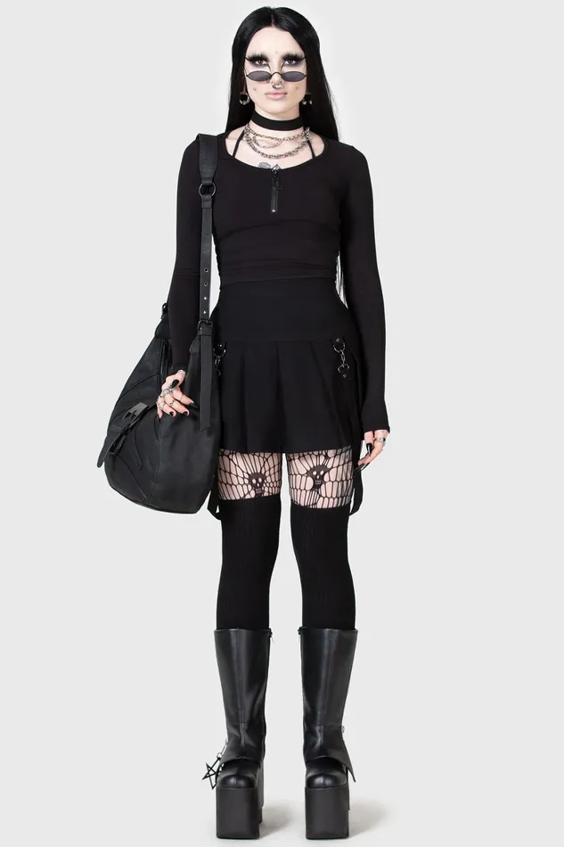 Killstar Lune Sting Ribbed Top Women Crop