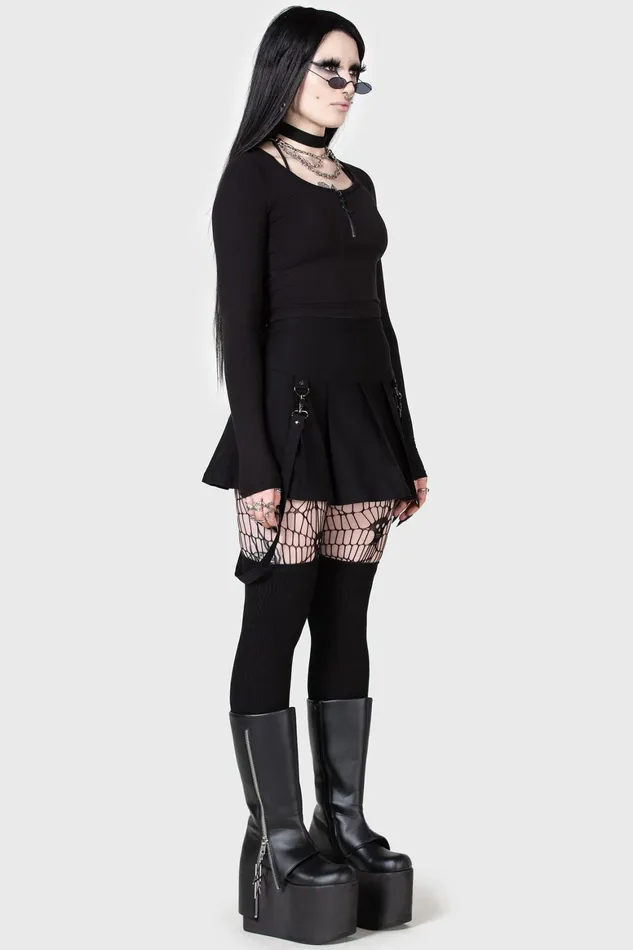 Killstar Lune Sting Ribbed Top Women Crop