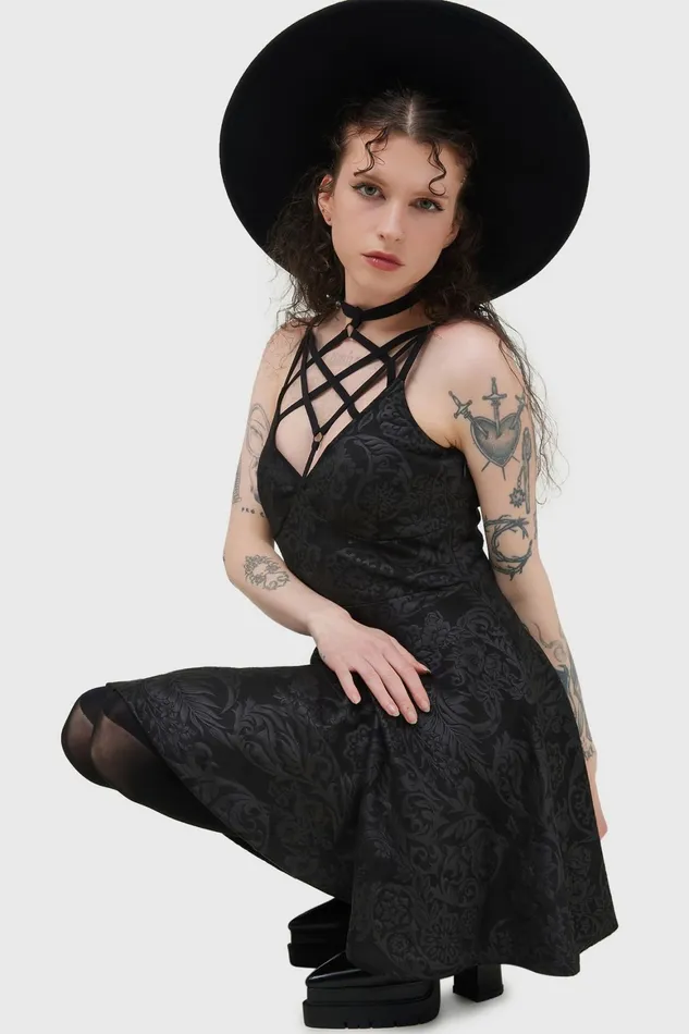 Killstar Magica Skater Dress BLACK LILY Women Party