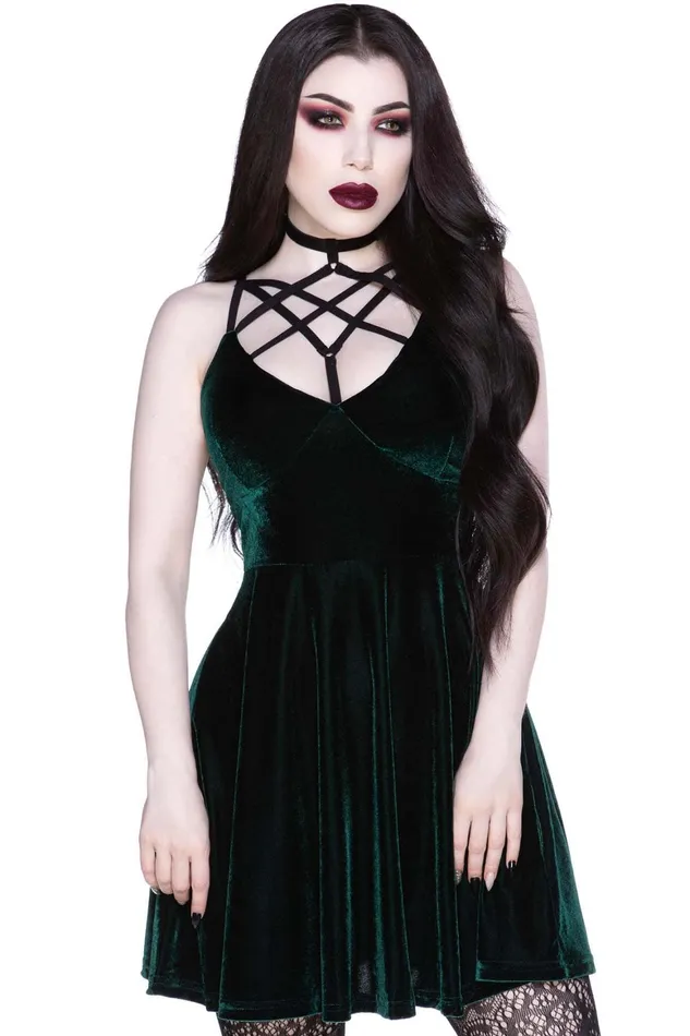 Killstar Magica Skater Dress EMERALD Women Party