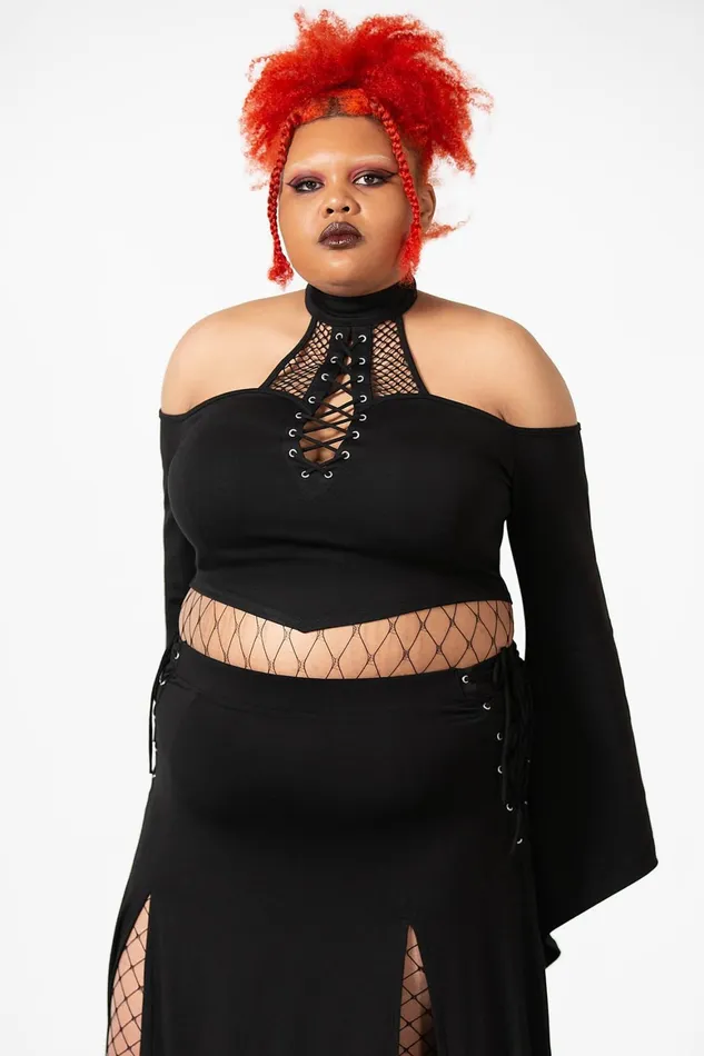 Killstar Maidenhead Cold Shoulder Top Women Long Sleeves
