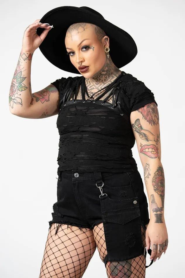 Killstar Malicia LaceUp Top Women TShirts and Vests