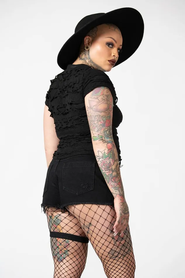 Killstar Malicia LaceUp Top Women TShirts and Vests