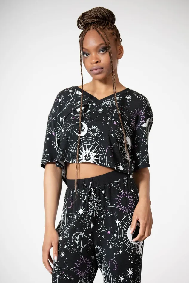 Killstar Moonlight V Neck Crop Top Women Crop