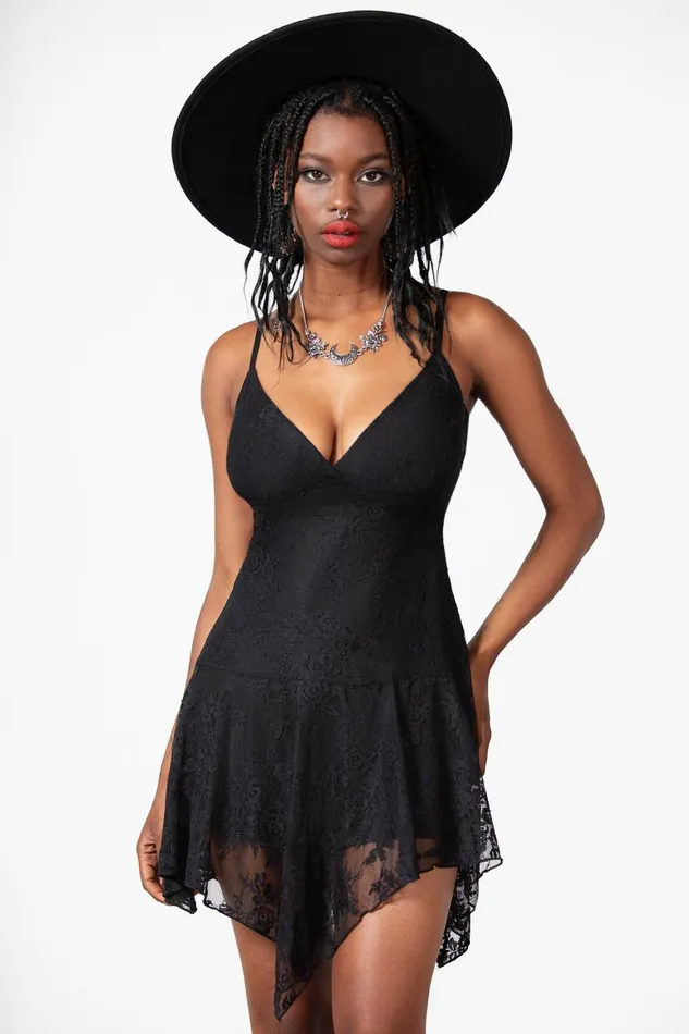 Killstar Moss Flower Lace Dress Women Mini