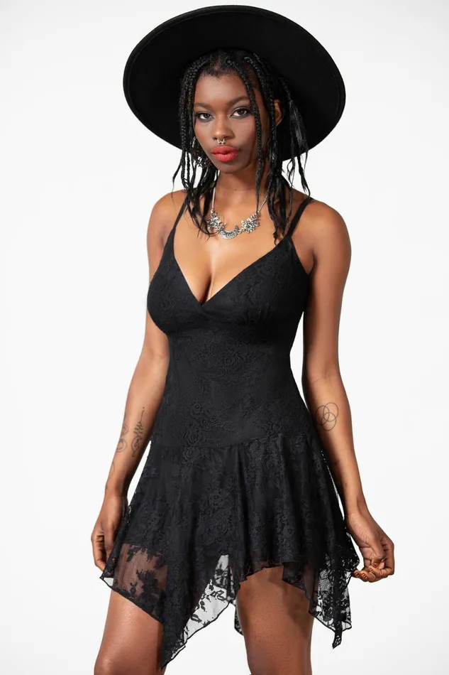Killstar Moss Flower Lace Dress Women Mini