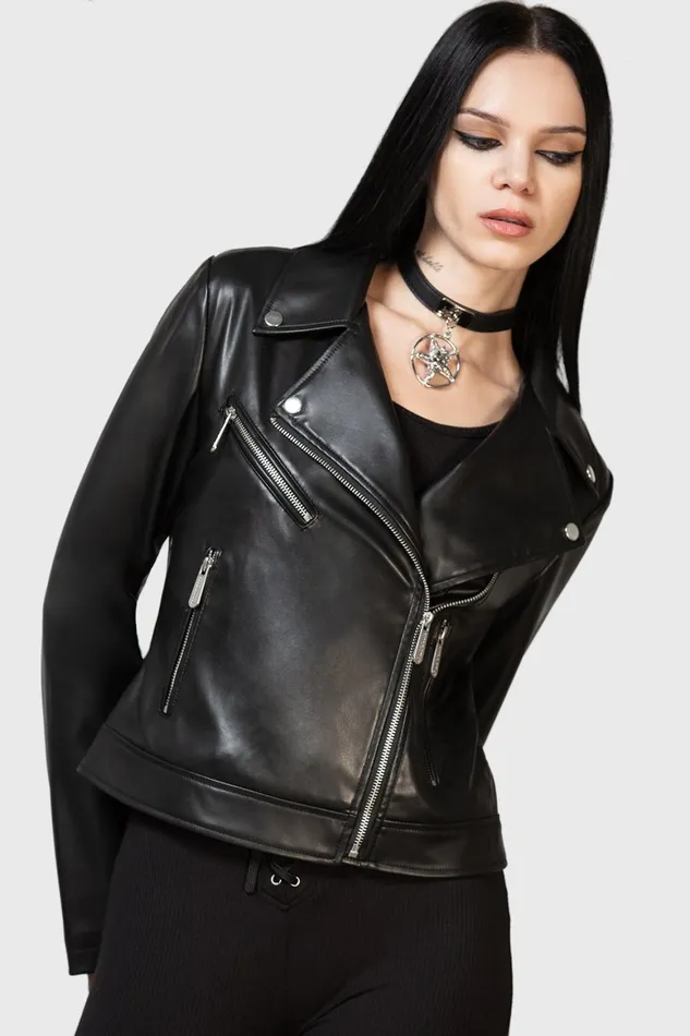 Killstar Night Wrath Biker Jacket Women Jackets and Coats