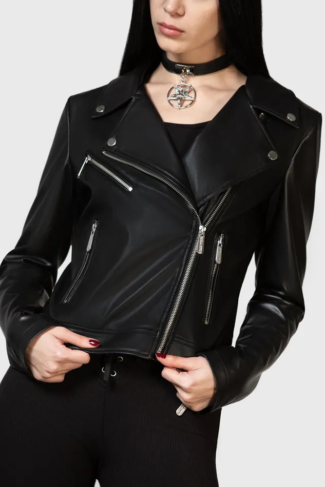 Killstar Night Wrath Biker Jacket Women Jackets and Coats