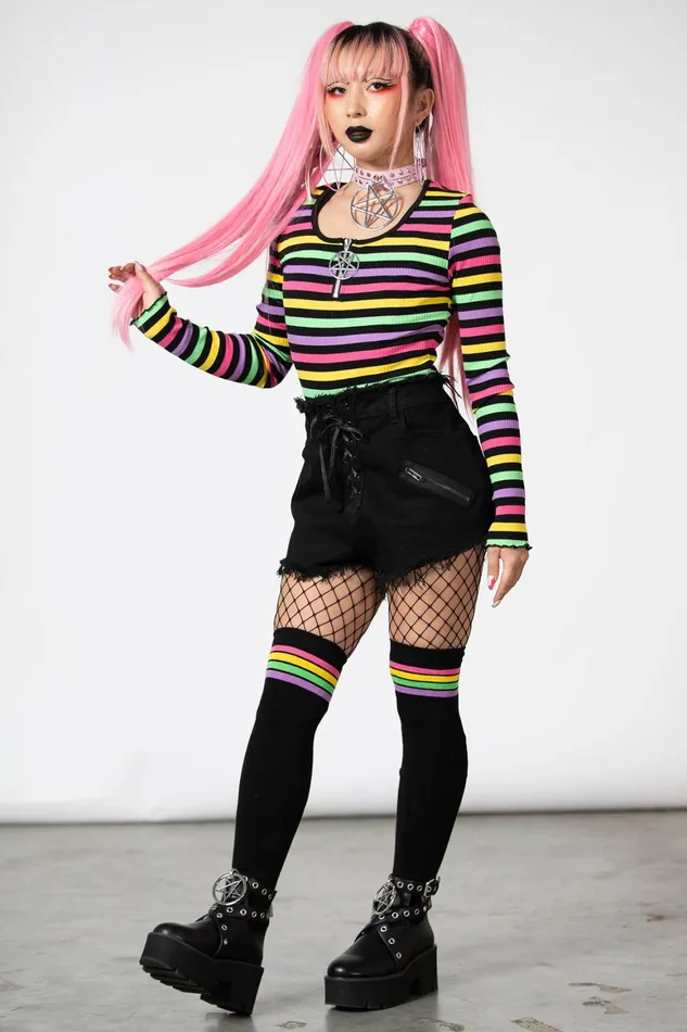 Killstar Nikiko Ribbed LongSleeve Top Women Long Sleeves
