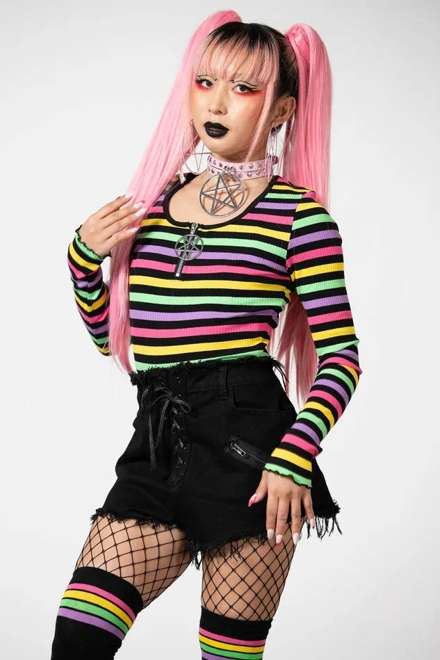 Killstar Nikiko Ribbed LongSleeve Top Women Long Sleeves