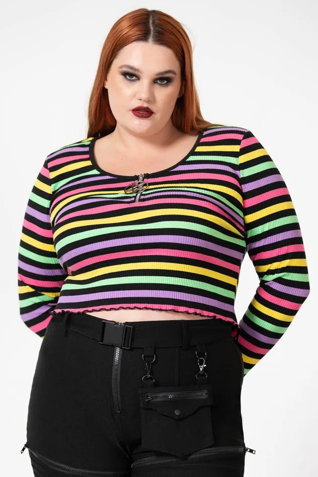 Killstar Nikiko Ribbed LongSleeve Top Women Long Sleeves