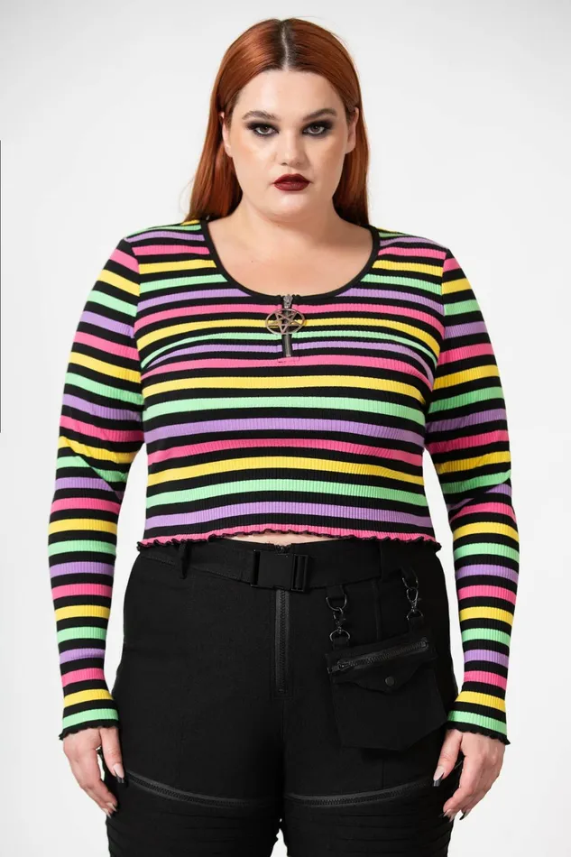 Killstar Nikiko Ribbed LongSleeve Top Women Long Sleeves