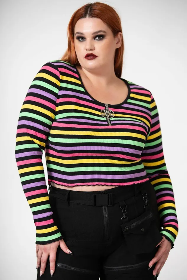 Killstar Nikiko Ribbed LongSleeve Top Women Long Sleeves