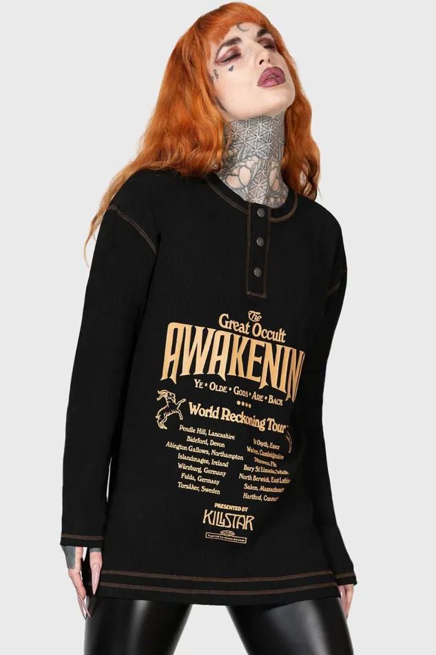 Killstar Otherworlds Henley Top Men Long Sleeves