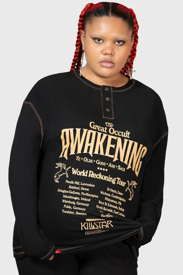 Killstar Otherworlds Henley Top Men Long Sleeves