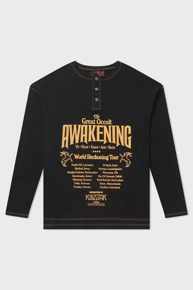 Killstar Otherworlds Henley Top Men Long Sleeves
