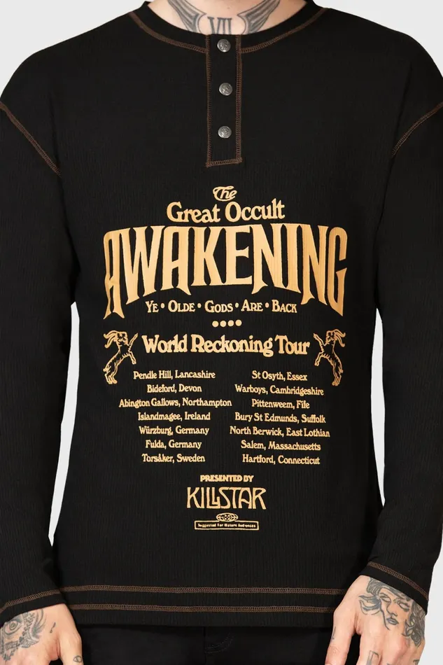 Killstar Otherworlds Henley Top Men Long Sleeves
