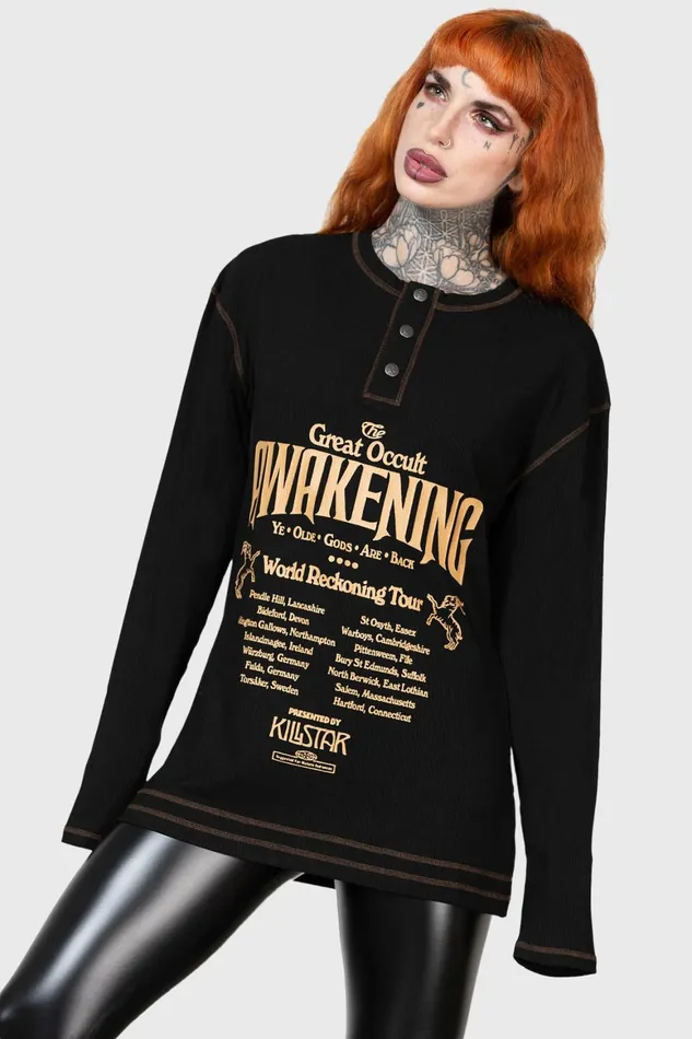 Killstar Otherworlds Henley Top Men Long Sleeves