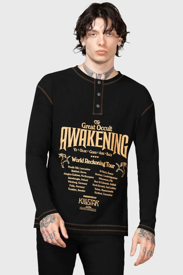Killstar Otherworlds Henley Top Men Long Sleeves