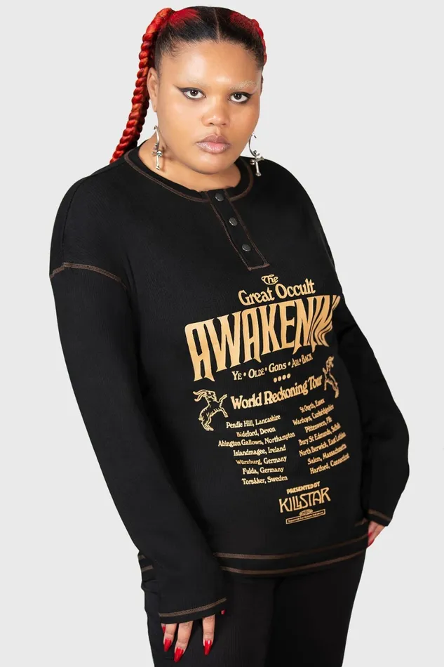 Killstar Otherworlds Henley Top Men Long Sleeves