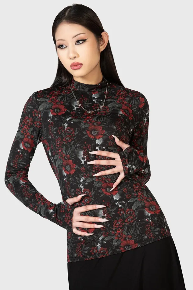 Killstar Pitiful Petals Long Sleeve Top Women Long Sleeves