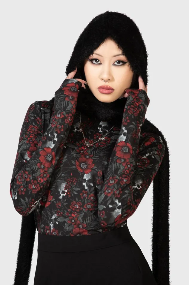 Killstar Pitiful Petals Long Sleeve Top Women Long Sleeves