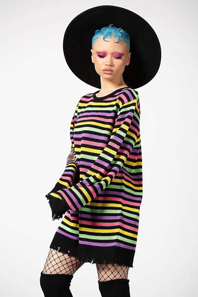 Killstar Rainbow Warrior Knit Sweater Women Sweaters