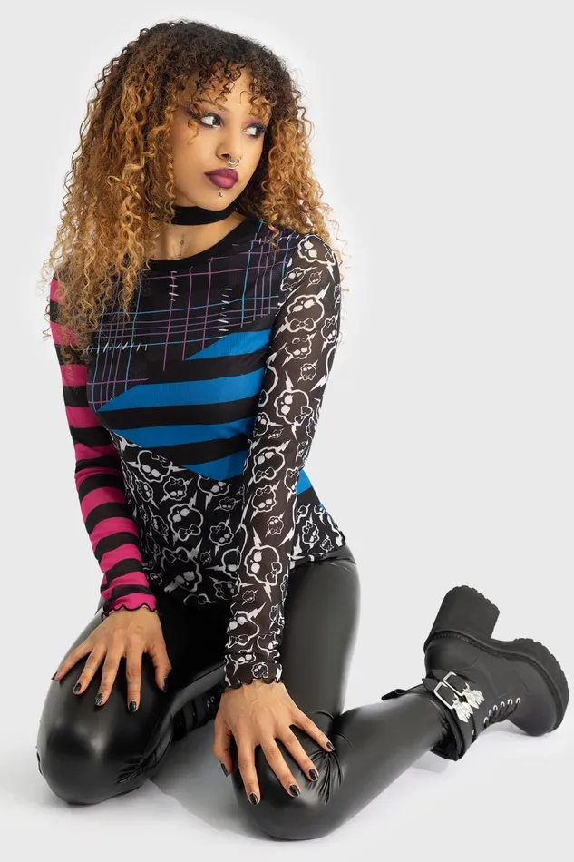 Killstar Scaring Up Some Fun Mesh Top Women Long Sleeves