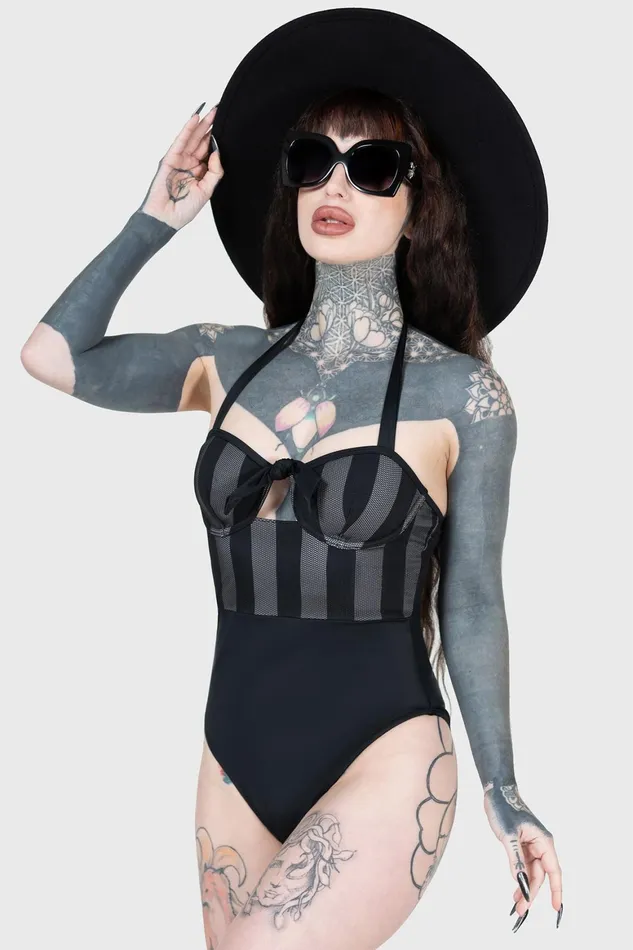 Killstar Shadow Stripe Swimsuit Women Swim