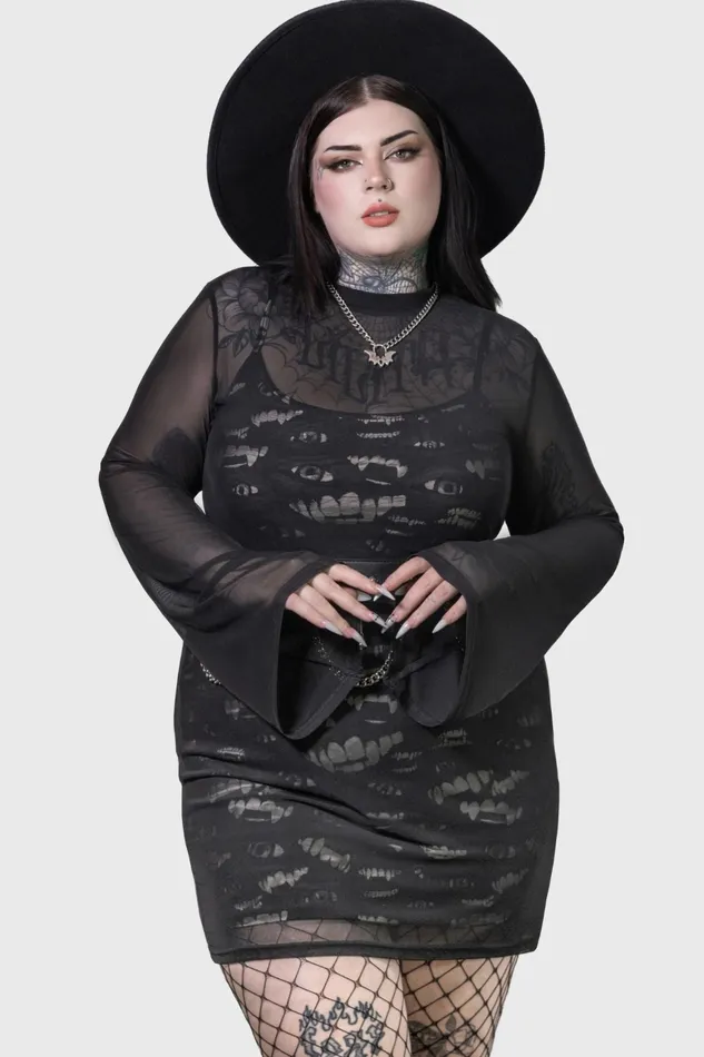 Killstar Sheer Vamp Dress Women Mini