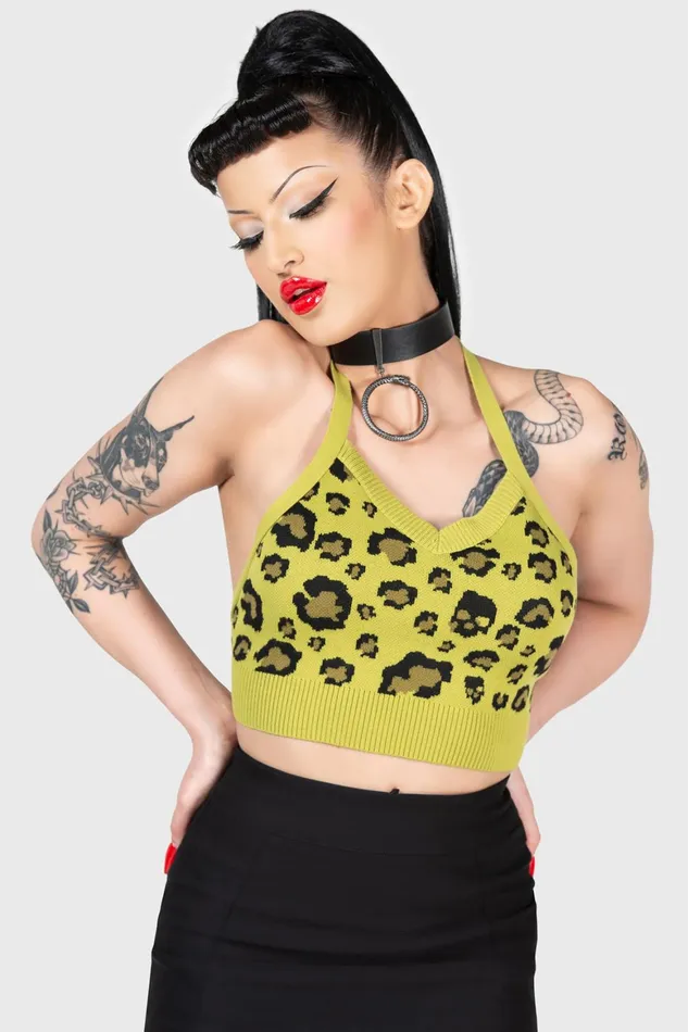 Killstar Skulleo Halter Top Women Crop