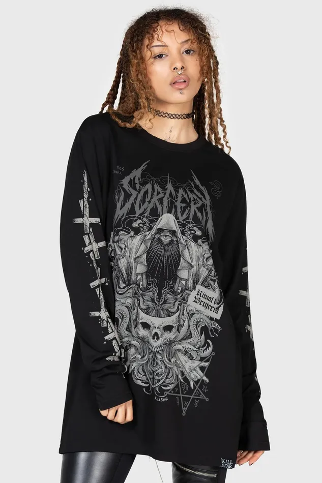 Killstar Sorcery Long Sleeve Top Men Long Sleeves