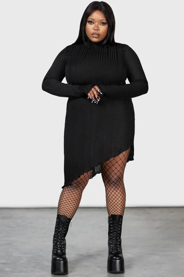 Killstar Stone Heart Asymmetric Dress Women Mini