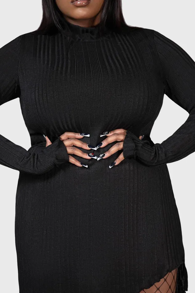 Killstar Stone Heart Asymmetric Dress Women Mini