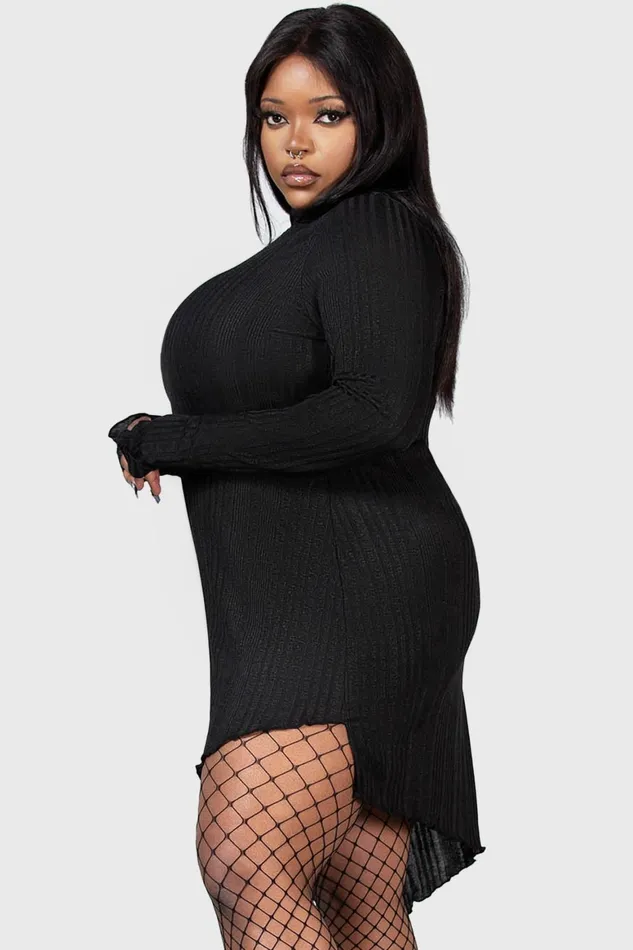 Killstar Stone Heart Asymmetric Dress Women Mini