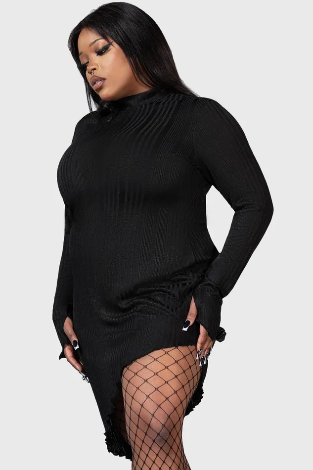 Killstar Stone Heart Asymmetric Dress Women Mini