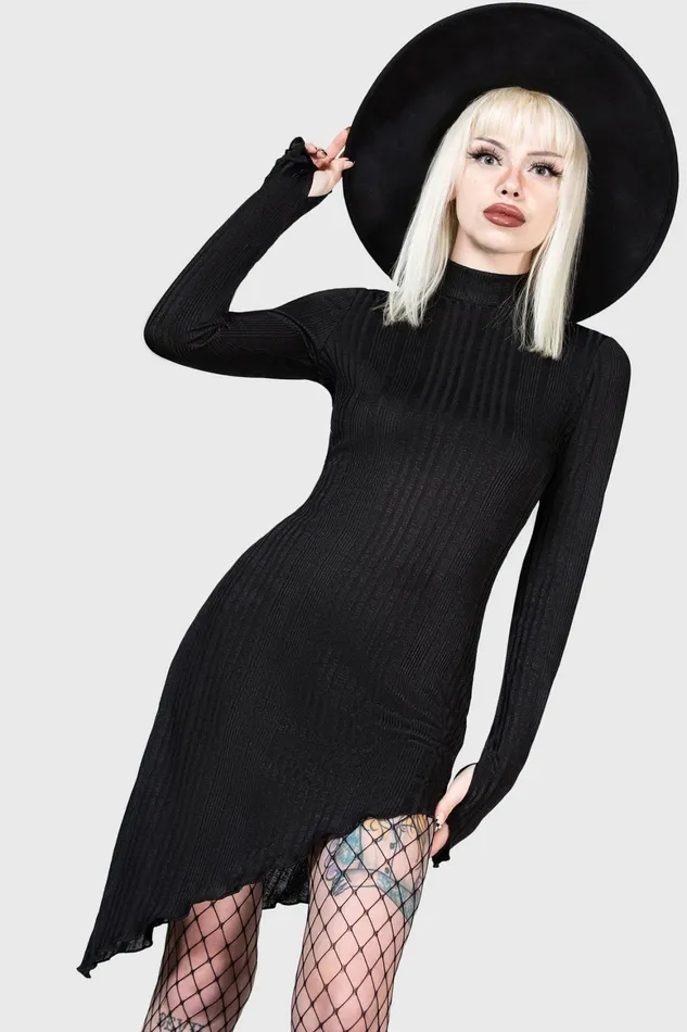 Killstar Stone Heart Asymmetric Dress Women Mini