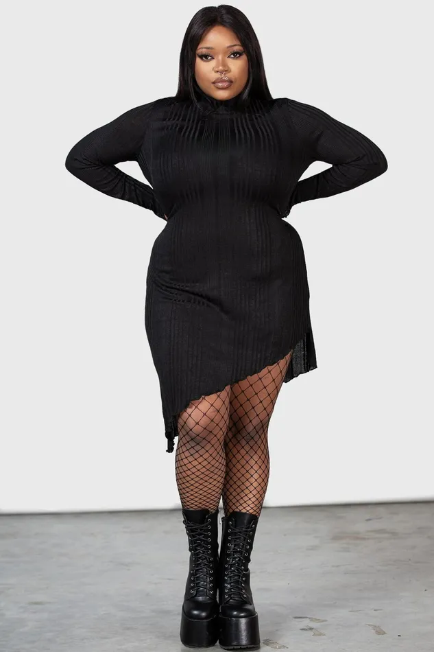 Killstar Stone Heart Asymmetric Dress Women Mini
