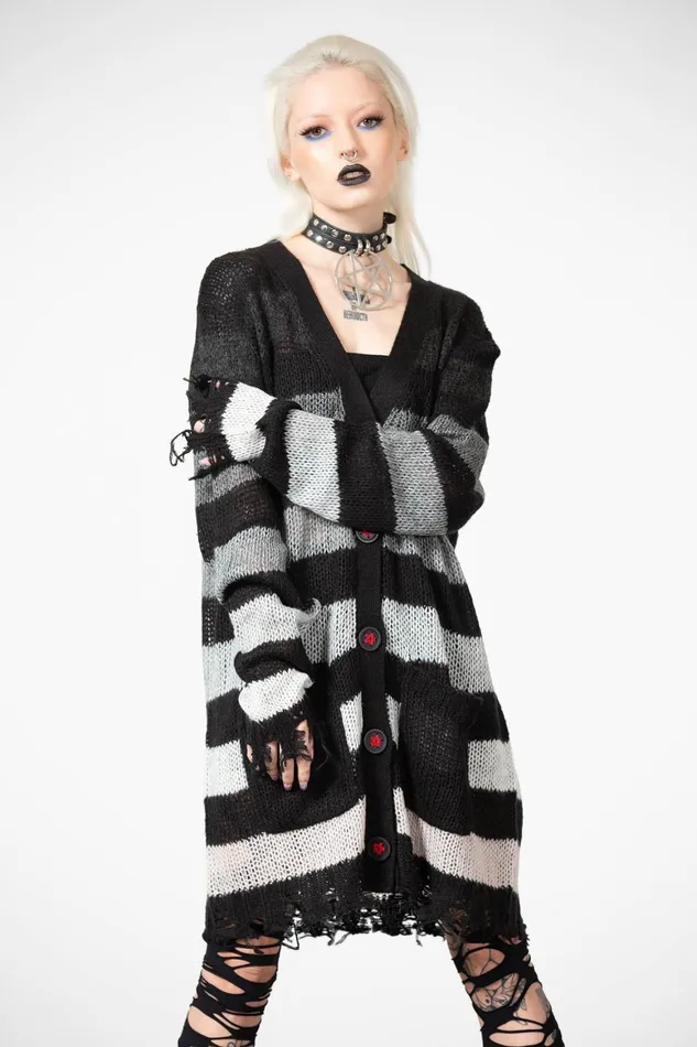 Killstar Stripe Of Evil Cardigan Women Cardigans