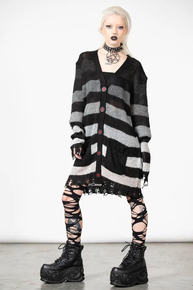 Killstar Stripe Of Evil Cardigan Women Cardigans