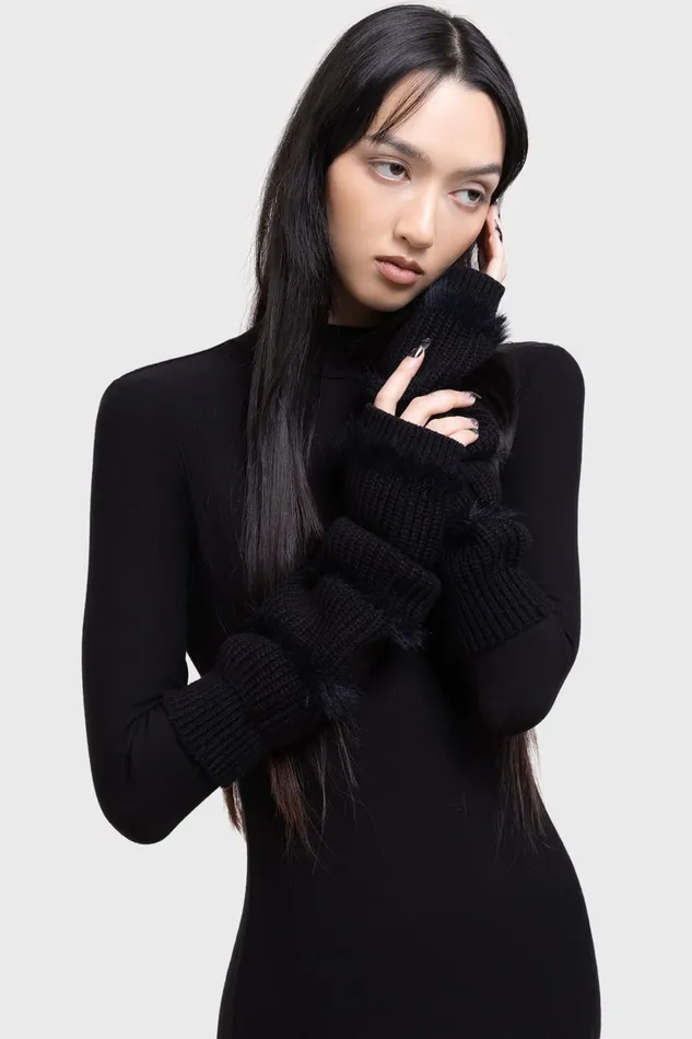 Killstar Striped Night Arm Warmers Women Gloves and Scarves
