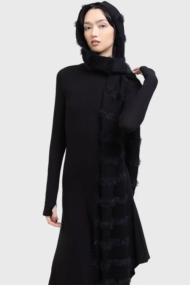 Killstar Striped Night Hooded Scarf Women Gloves and Scarves