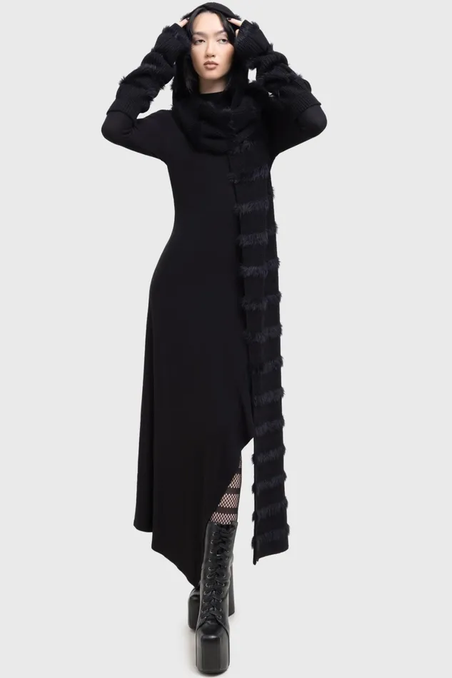 Killstar Striped Night Hooded Scarf Women Gloves and Scarves